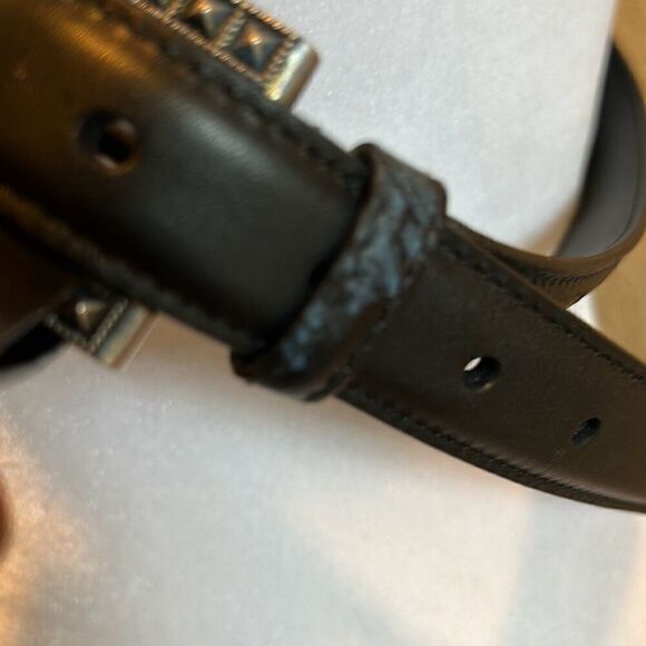 Gucci Women's M/L Black Leather Belt Square Embellished Buckle Contemporary New - Picture 6 of 10